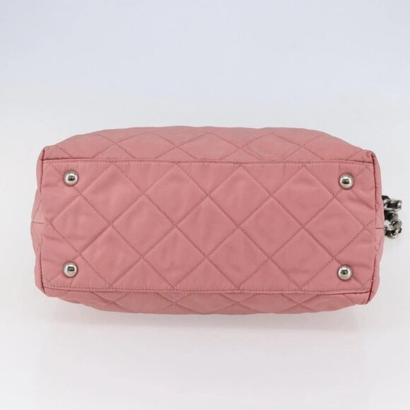 PRADA Quilted Chain Tote Bag Nylon Pink Silver - Picture 5 of 15